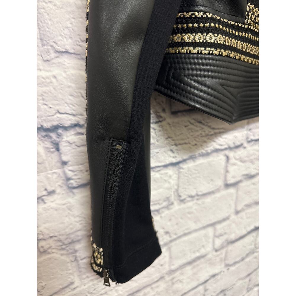 BCBGeneration Black & Gold Moto Faux Leather Leonardo Biker Jacket SZ XS NWOT - Picture 6 of 6